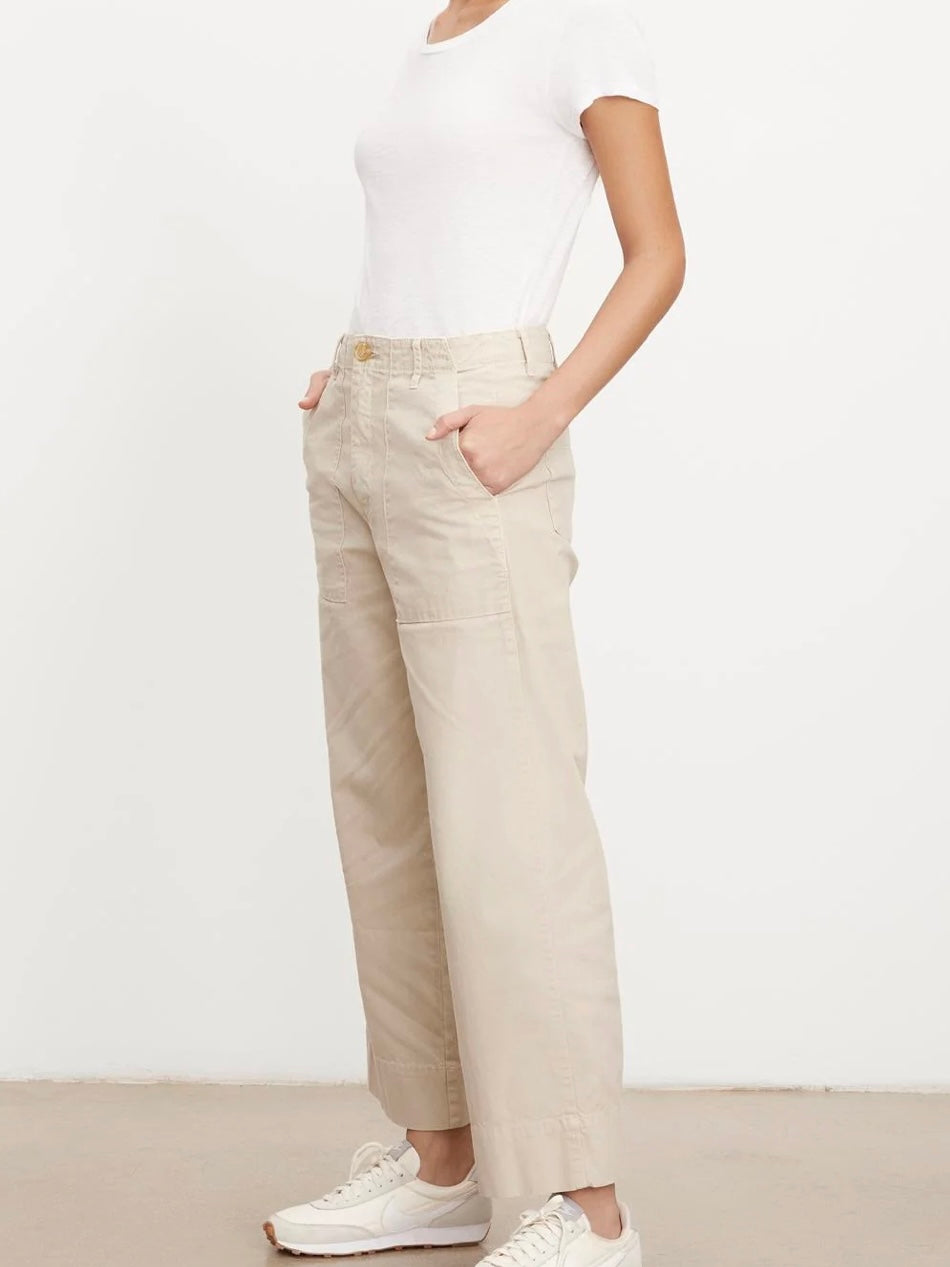 Velvet Mya Cotton Canvas Pant in Oyster