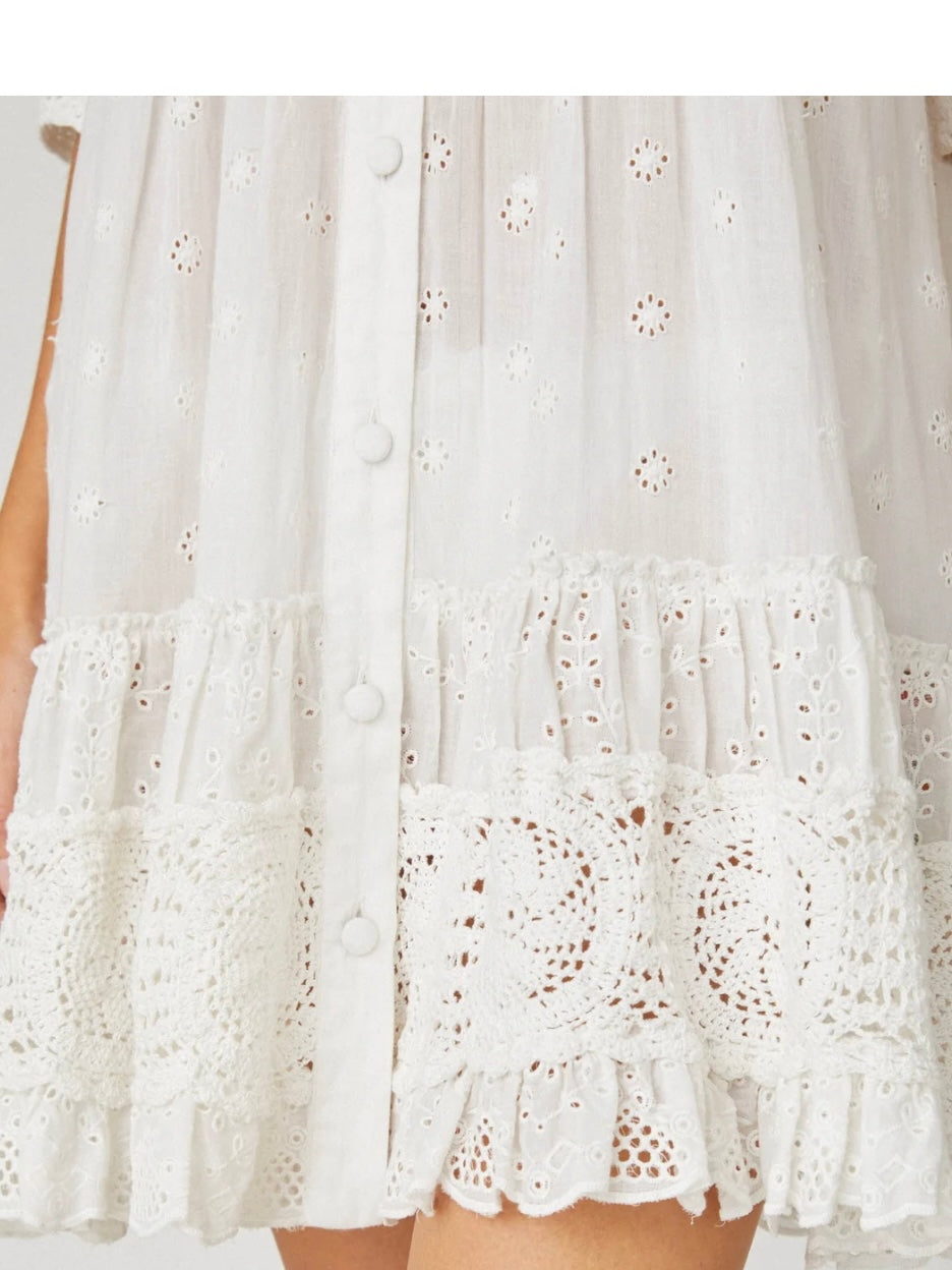 Shoshanna Milos Mini Dress in Optic White