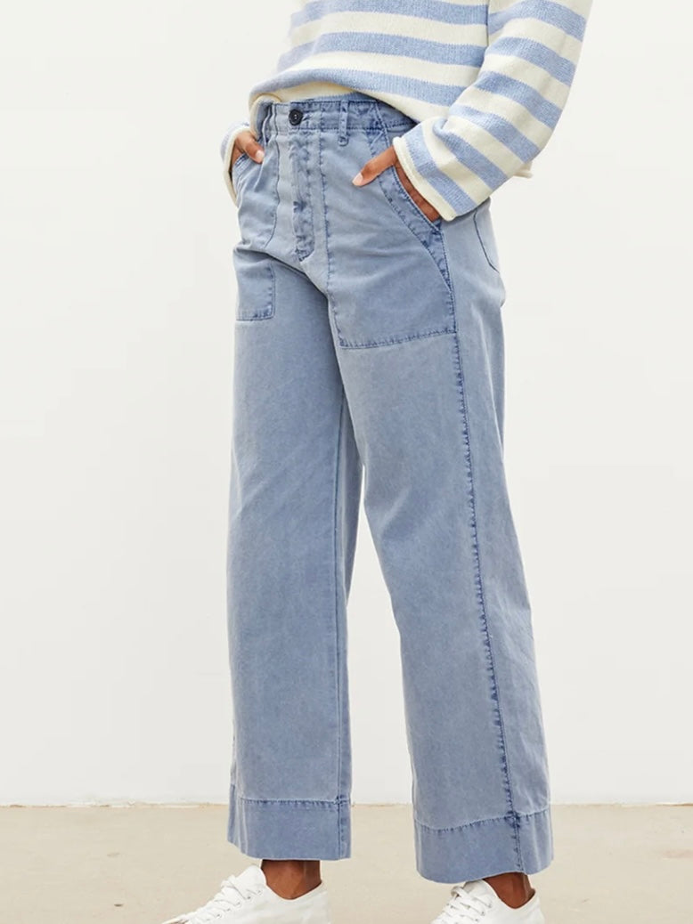 Velvet Mya Cotton Canvas Pant in Bluestone