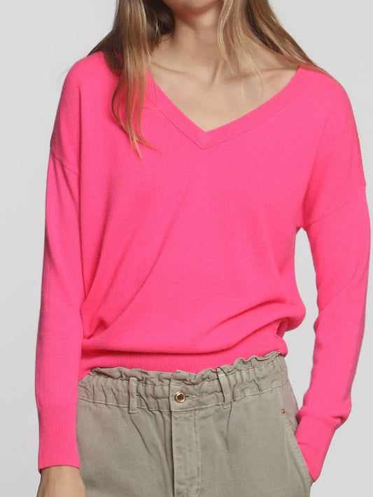 Label & Thread Cashmere BF Vee in Flo Pink