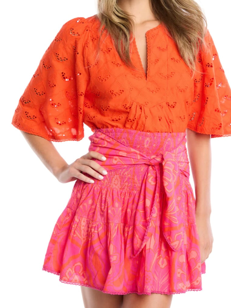 Allison Chase Mini Skirt in Pink Bohemia
