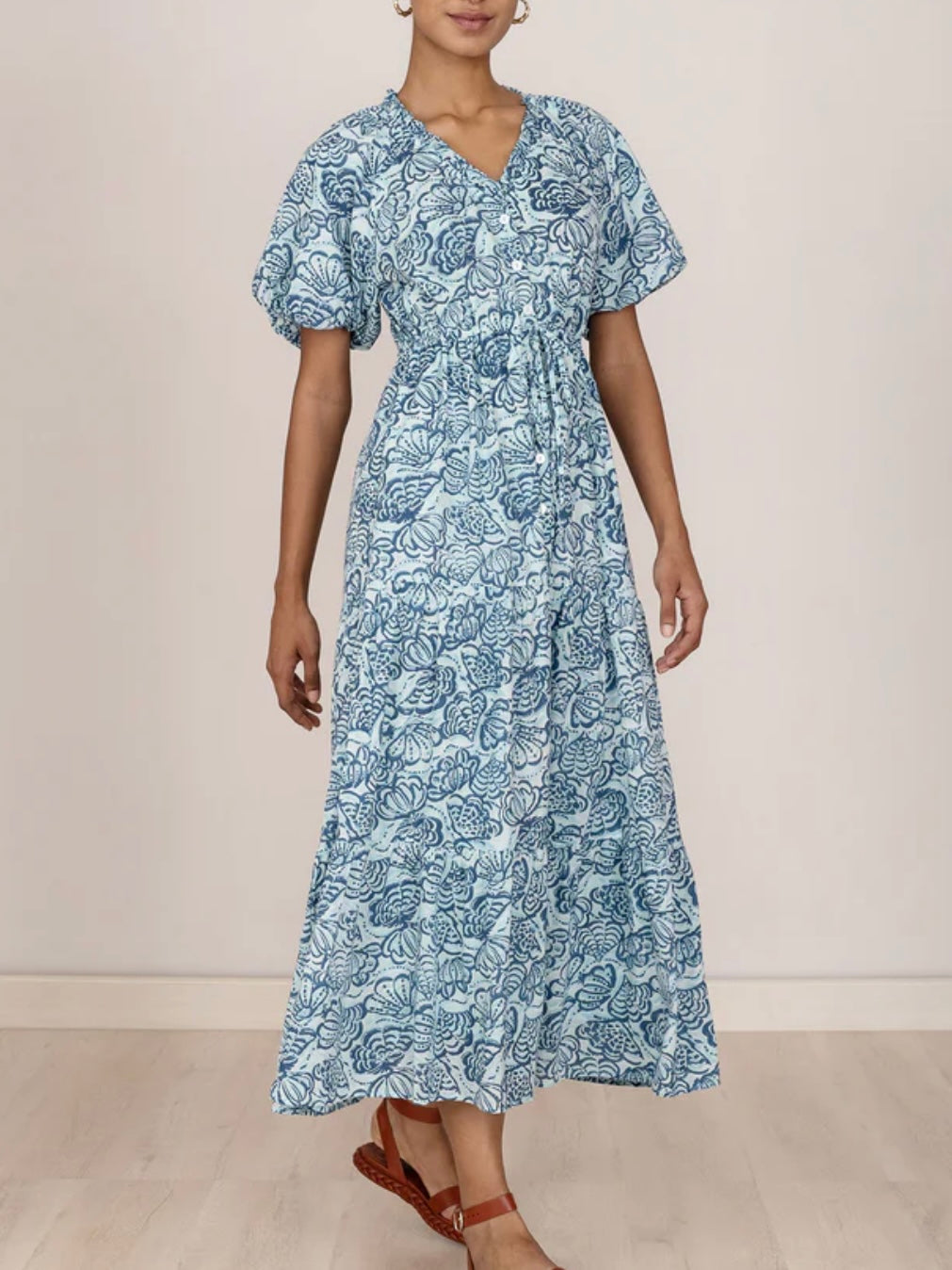 BANJANAN Poppy Dress in Shell Aqua