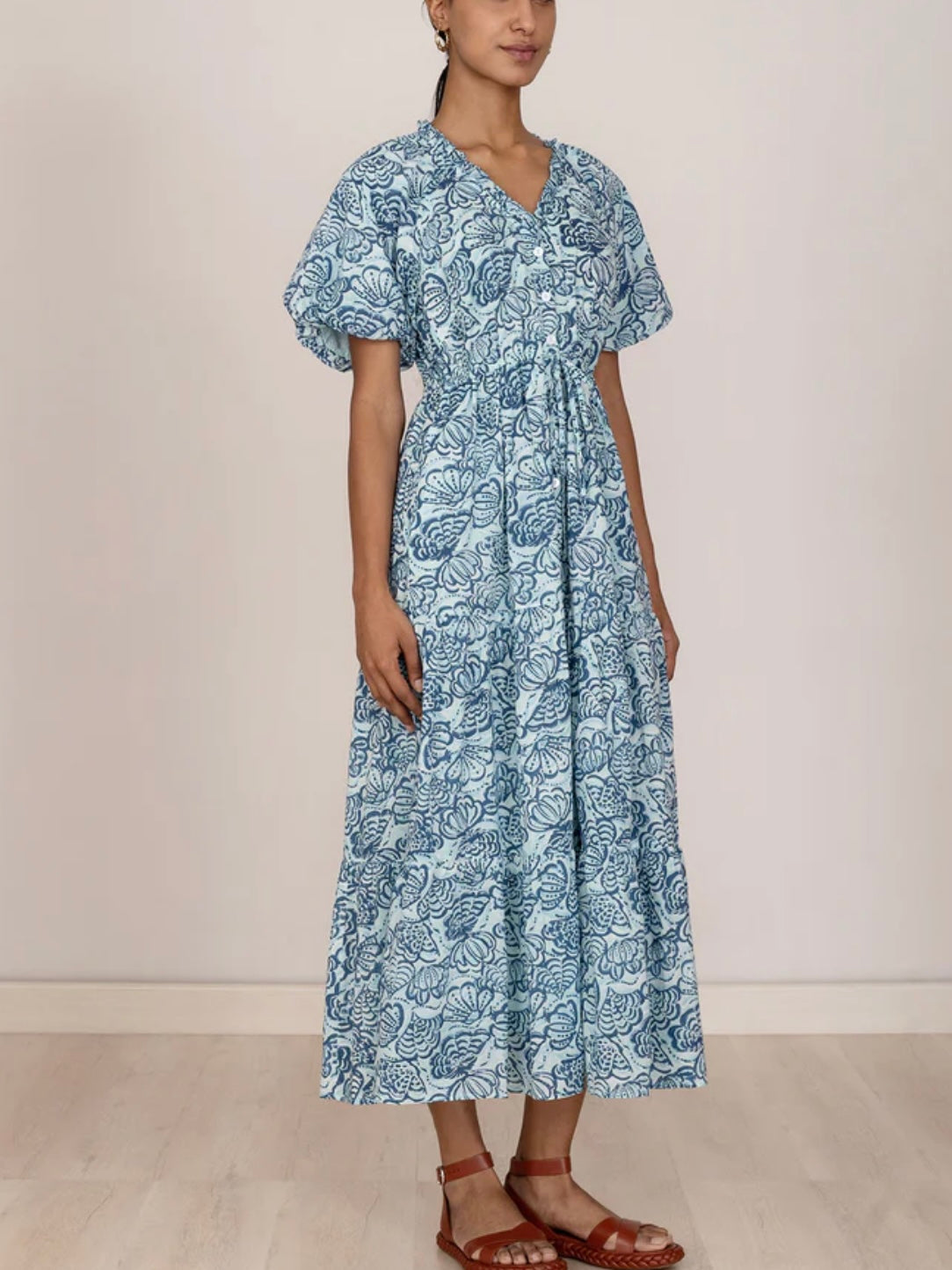 BANJANAN Poppy Dress in Shell Aqua