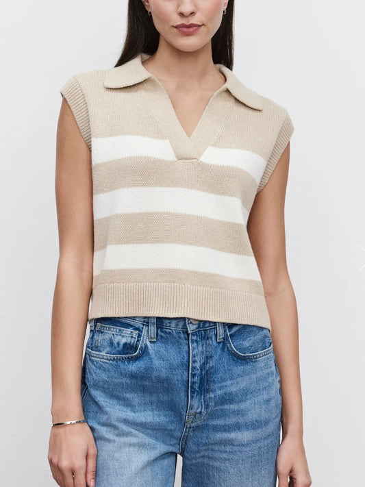 Velvet Mariette Sweater Vest in Sable/Milk