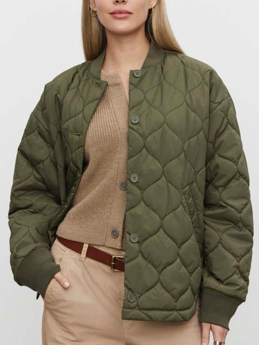 Velvet Carie Quilted Jacket in Army