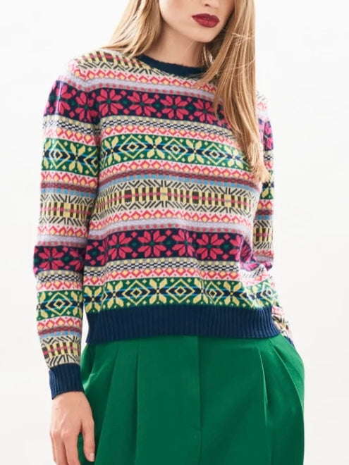 Jumper 1234 Cashmere Multi Colour Fair Isle Crew