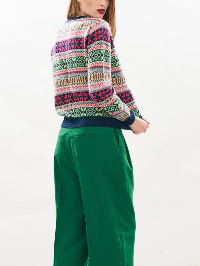 Jumper 1234 Cashmere Multi Colour Fair Isle Crew Bubble and Tweet