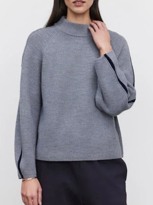 Velvet Teagan Sweater in Heather Grey/Navy