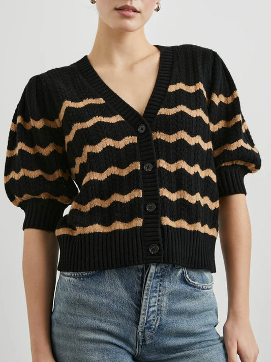 Rails Isla Cardigan in Black Camel Stripe