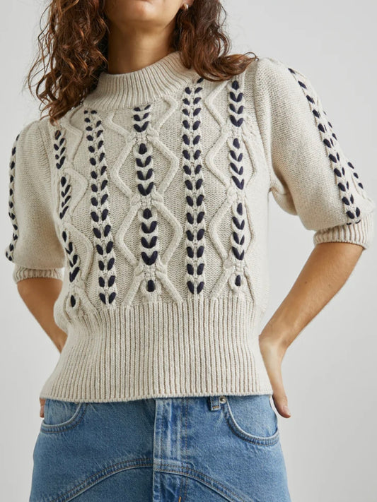 Rails Addy Sweater Oatmeal Navy Cables