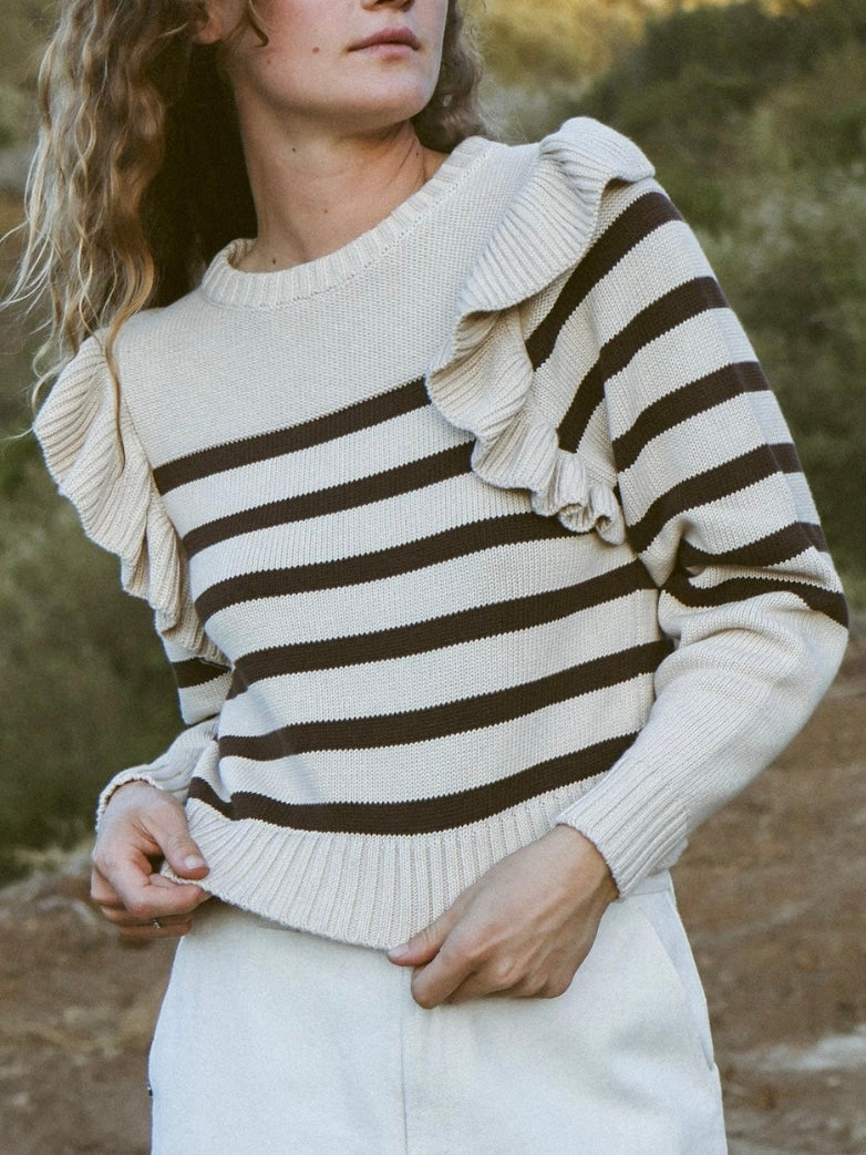 Cleobella Blair Sweater in Cream/Brown