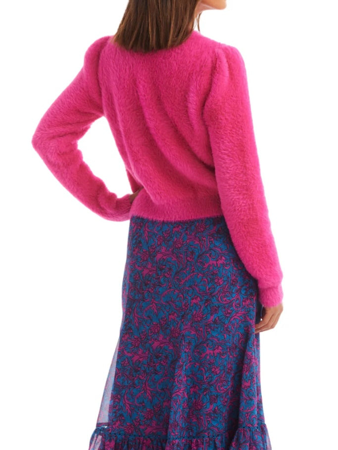 Allison Jeweled Sloan Cardigan in Hot Pink