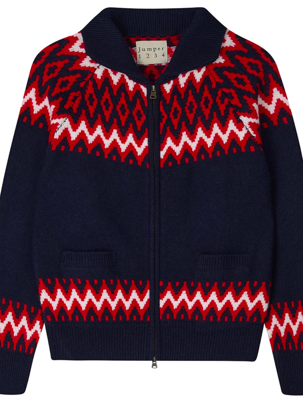 Jumper 1234 Cashmere Wool Ski Zip Up in Navy