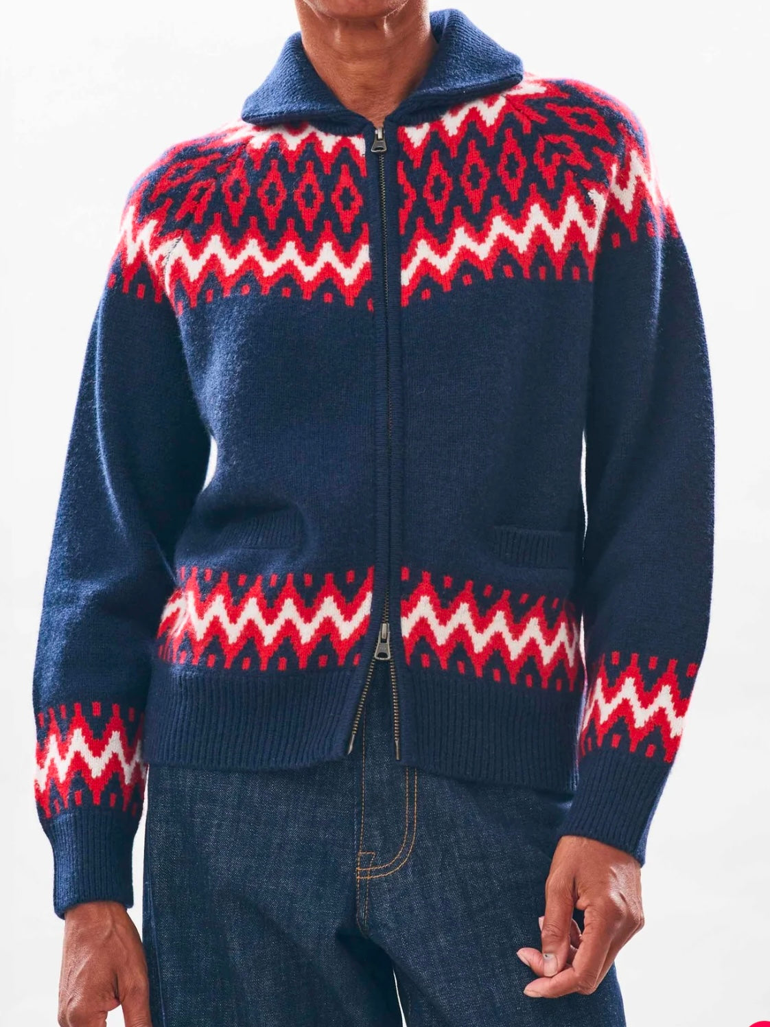 Jumper 1234 Cashmere Wool Ski Zip Up in Navy