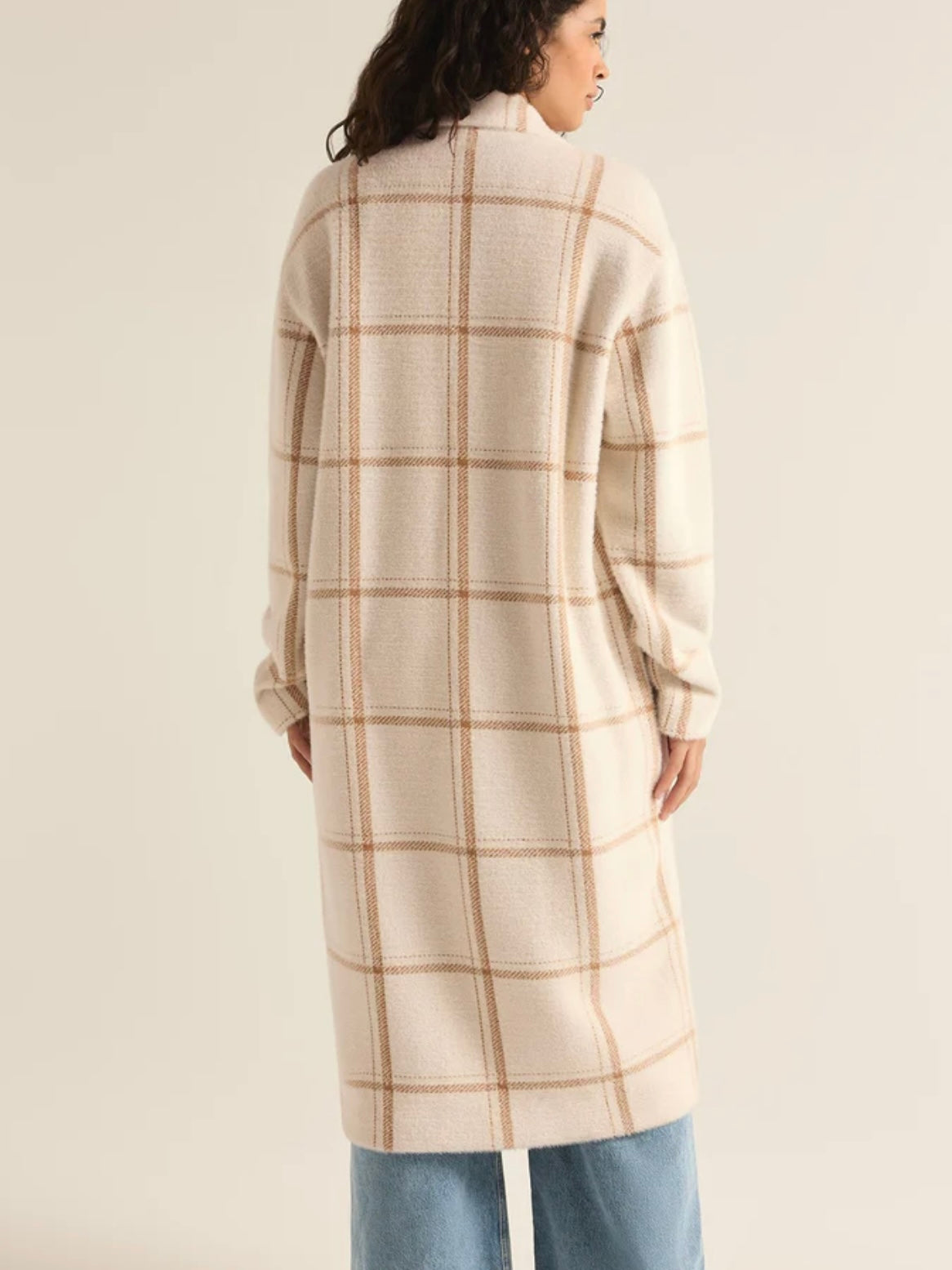 Z Supply Mason Windowpane Knit Coat in Sea Salt