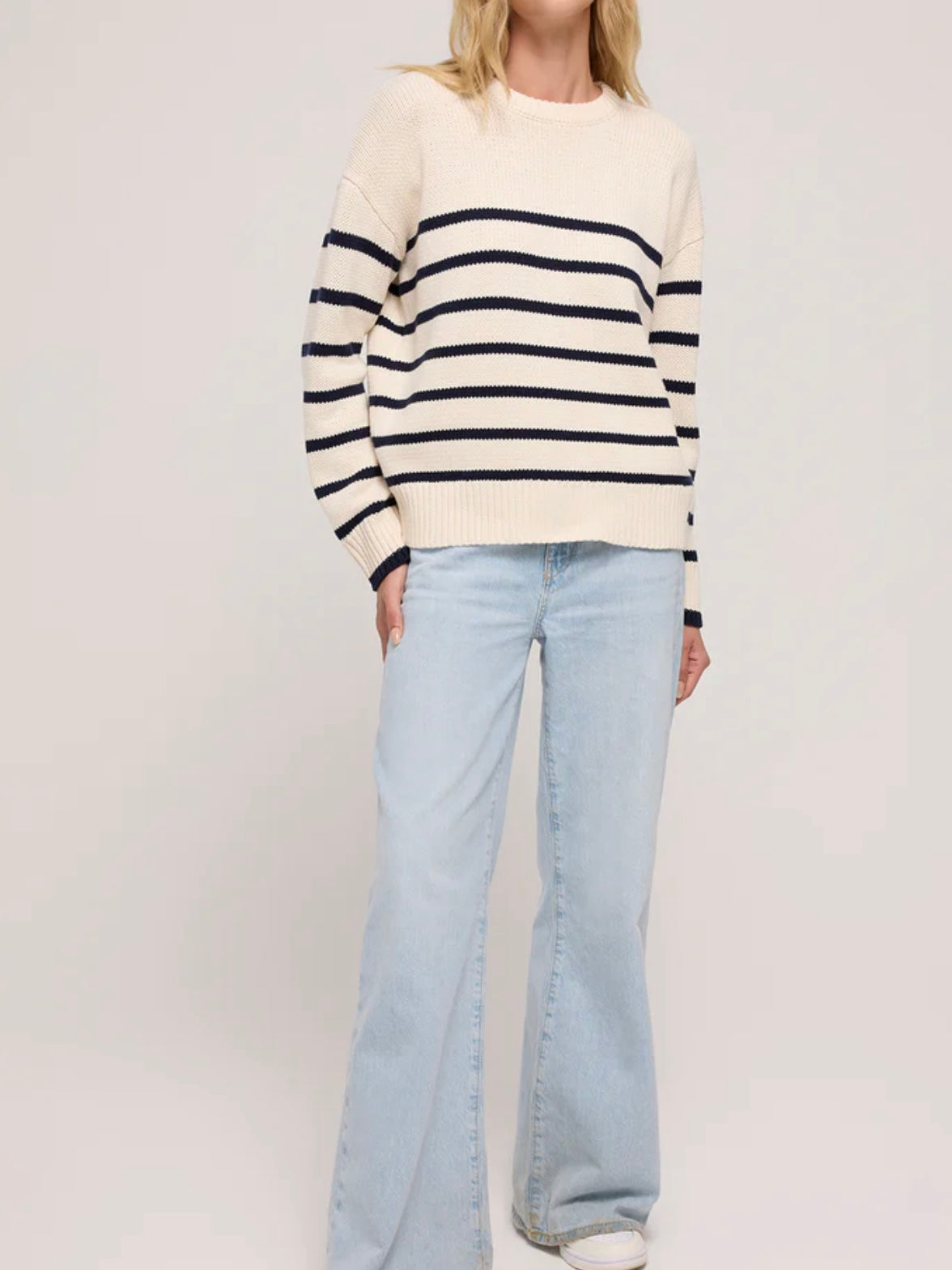 Z Supply Boyfriend Stripe Sweater in Sea Salt