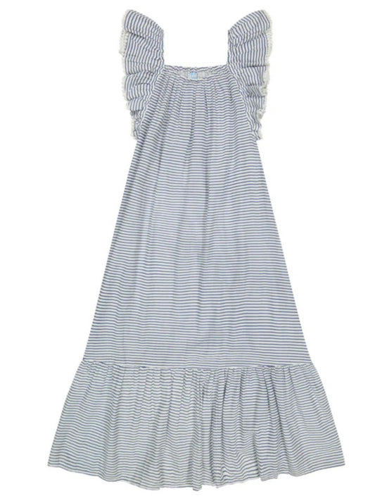 Mer St. Barth Eva Women's Ruffle Sundress in Marine Stripe