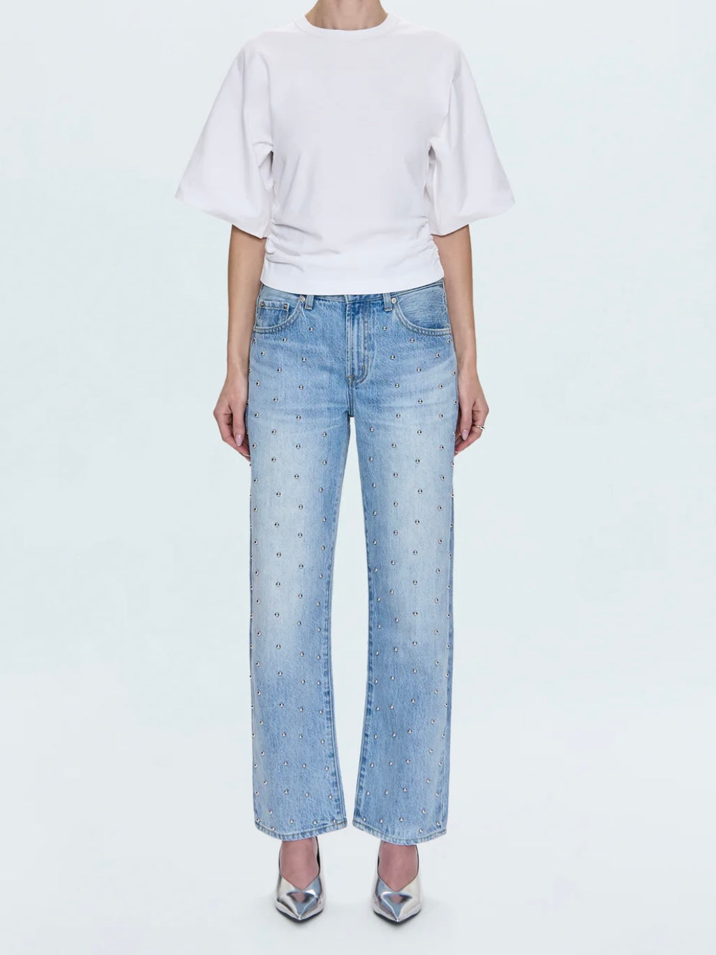 Pistola Lexi Mid Rise Bowed Straight Jean - Aries