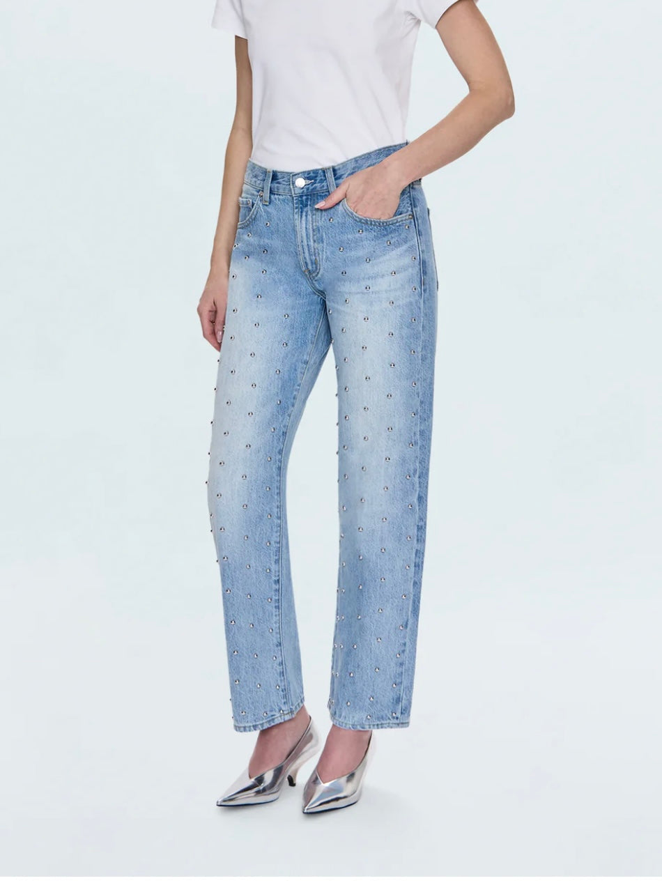 Pistola Lexi Mid Rise Bowed Straight Jean - Aries