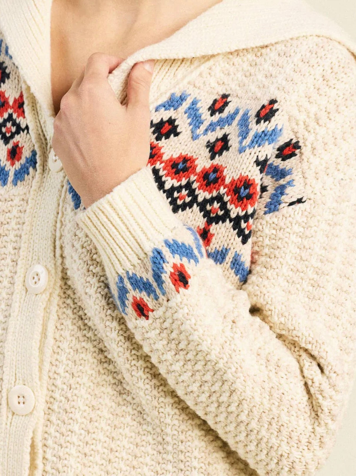 Trovata Savannah Cardigan Antique White Fairisle