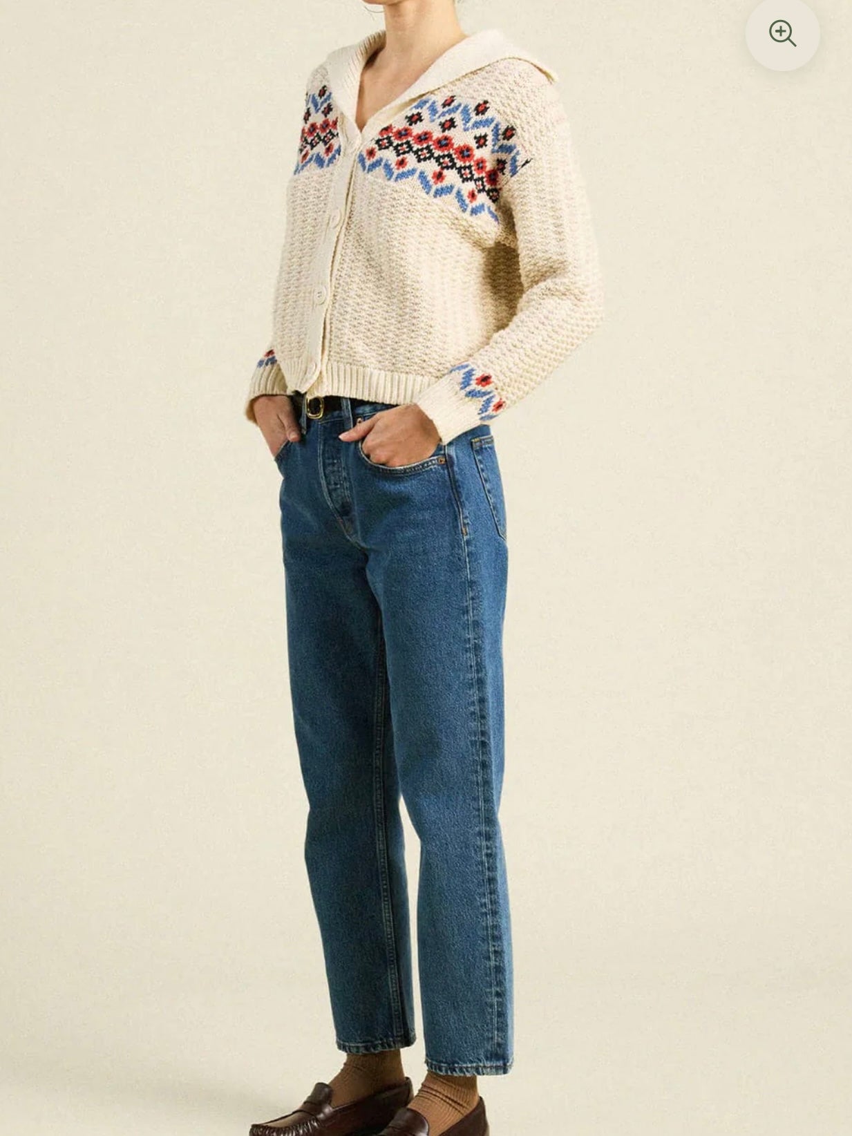 Trovata Savannah Cardigan Antique White Fairisle