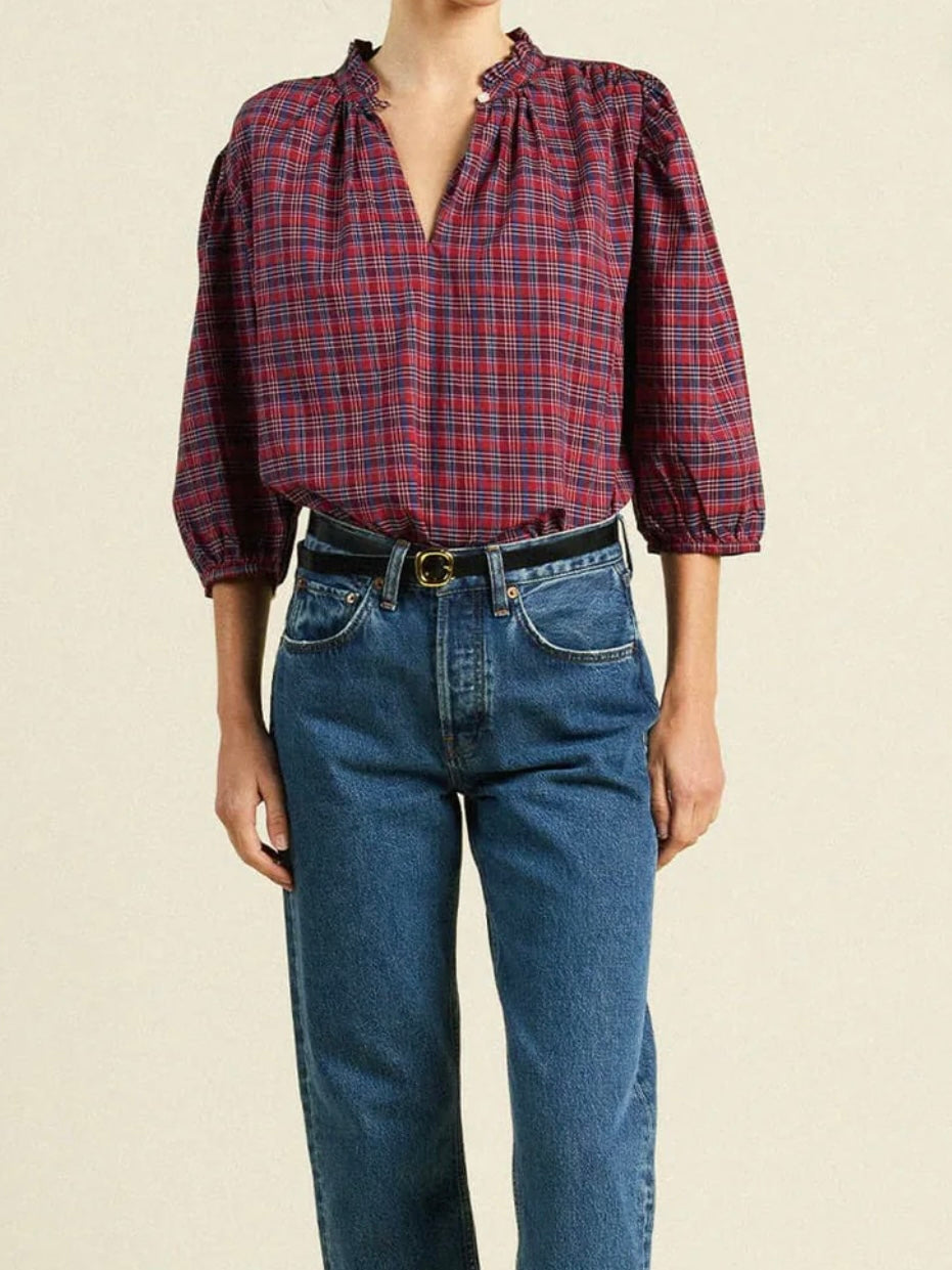 Trovata Orly Blouse Mulled Wine Plaid