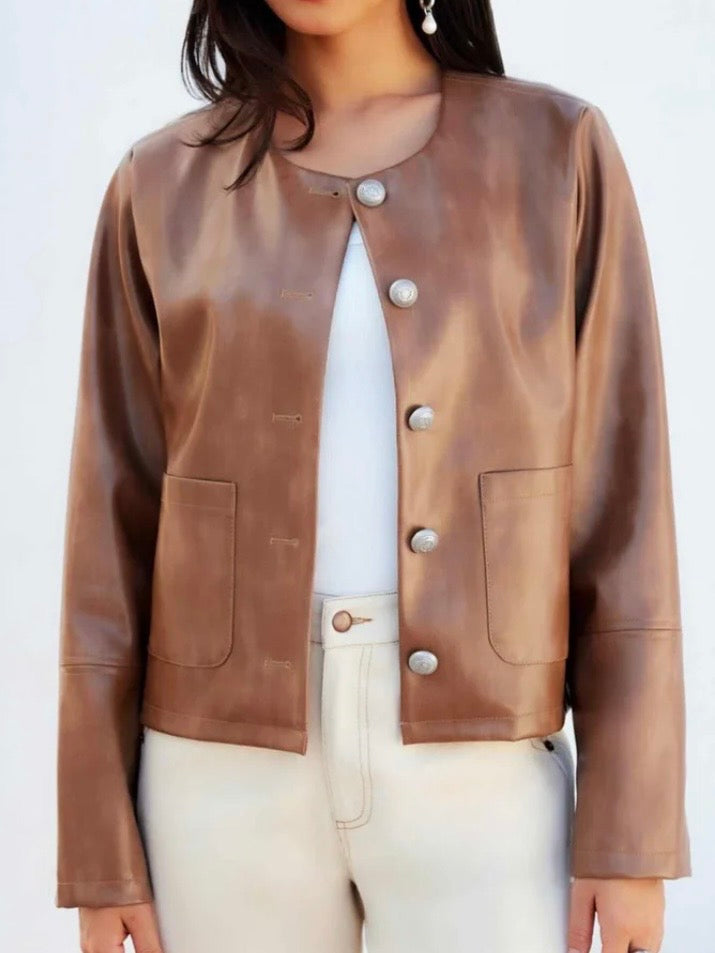 Fifteen Twenty Kaylyn Faux Leather Jacket Latte