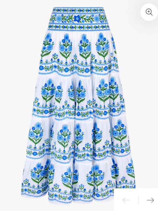 Pink City Prints Lapis Meadow Rah Rah Skirt