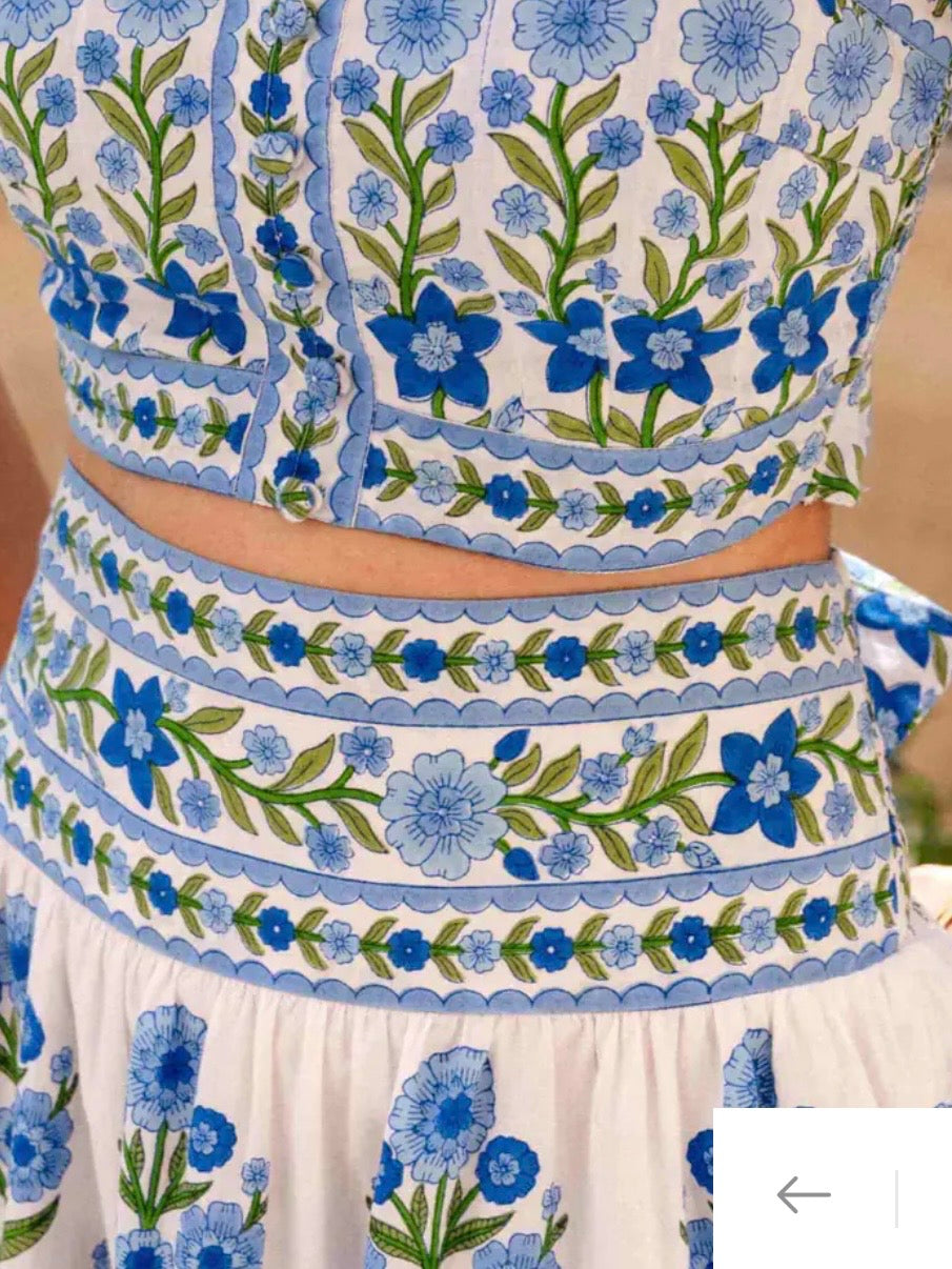 Pink City Prints Lapis Meadow Rah Rah Skirt