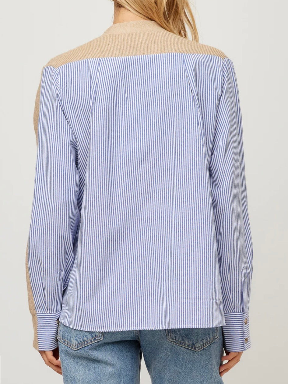 Fifteen Twenty Celine Mixed Media Cardigan Oatmeal