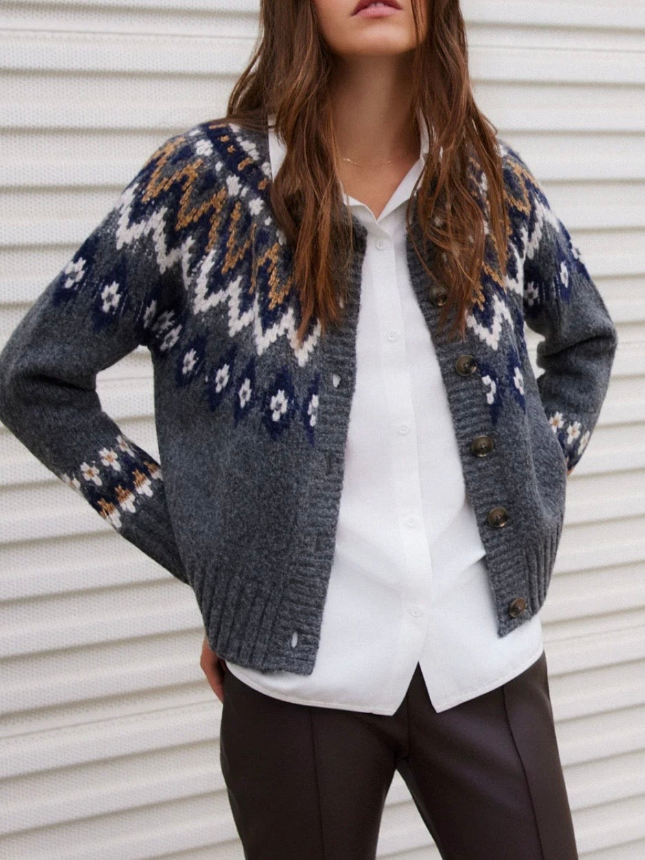 Fifteen Twenty Alina Mixed Media Jacquard Cardigan