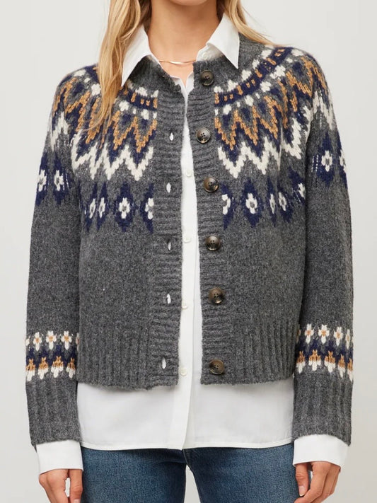 Fifteen Twenty Alina Mixed Media Jacquard Cardigan