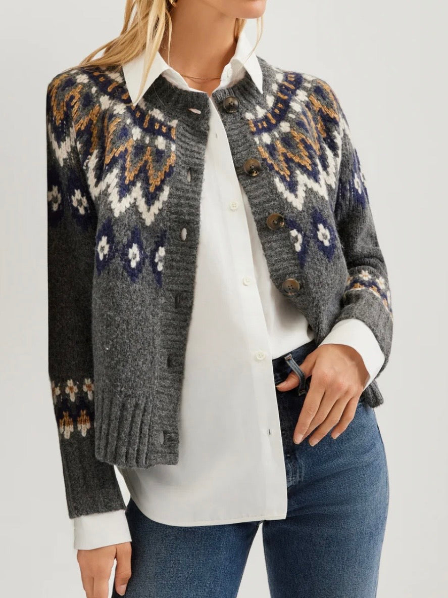 Fifteen Twenty Alina Mixed Media Jacquard Cardigan