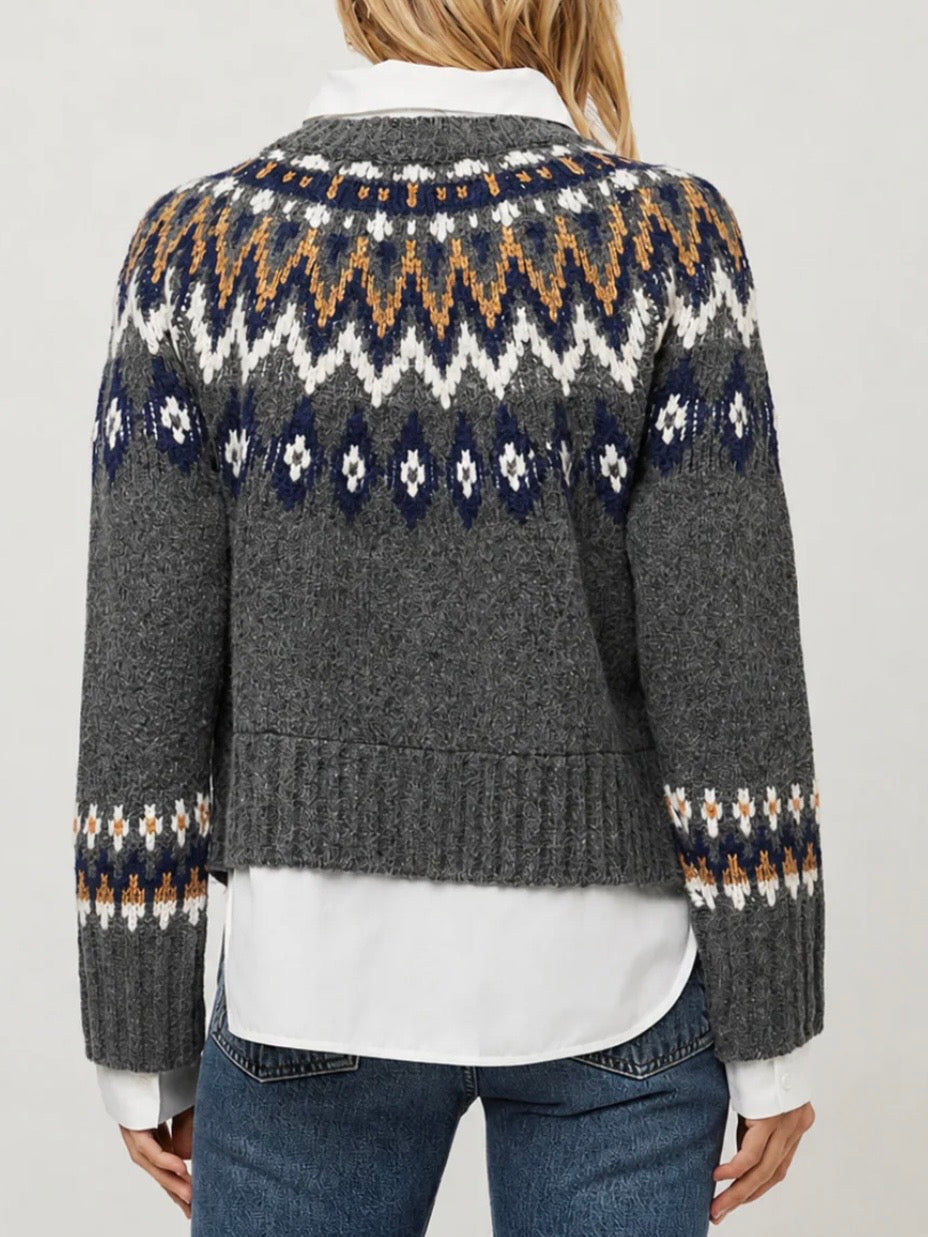 Fifteen Twenty Alina Mixed Media Jacquard Cardigan