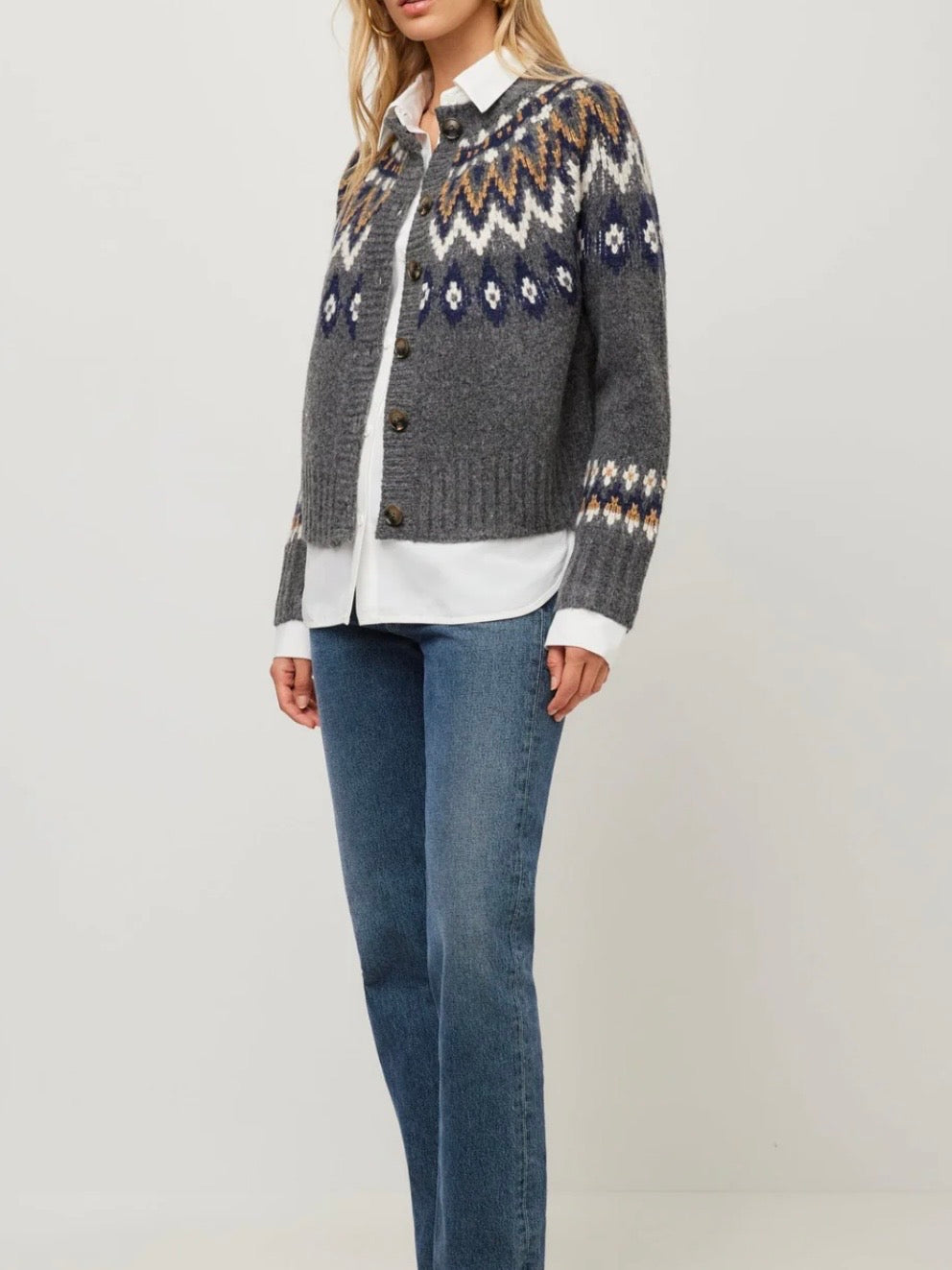 Fifteen Twenty Alina Mixed Media Jacquard Cardigan