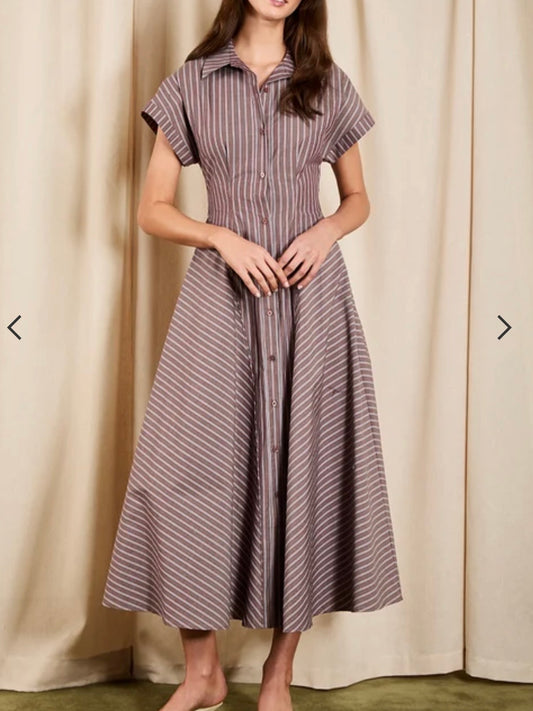 Saylor Jora Dress Chestnut Stripe