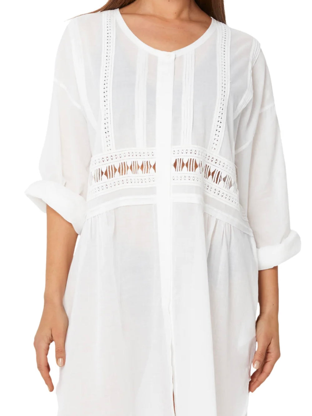 Monte & Lou ML Separates Resort Shirt Dress in White