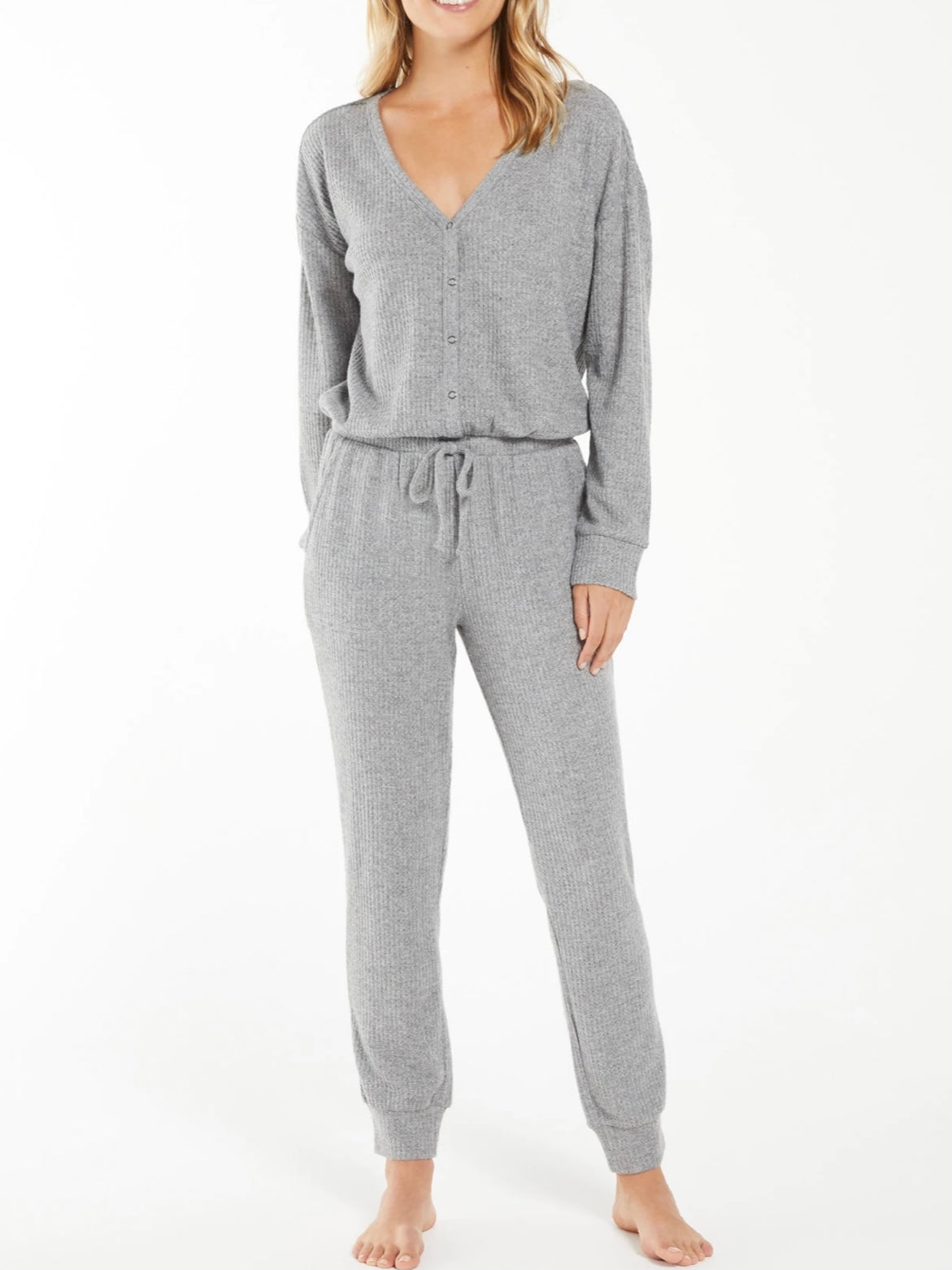 Z Supply Unwind Thermal Jumpsuit in Heather Grey