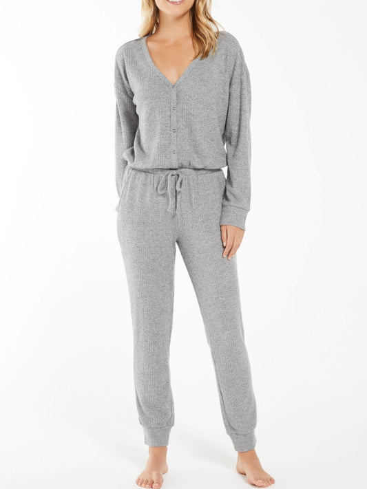Z Supply Unwind Thermal Jumpsuit in Heather Grey