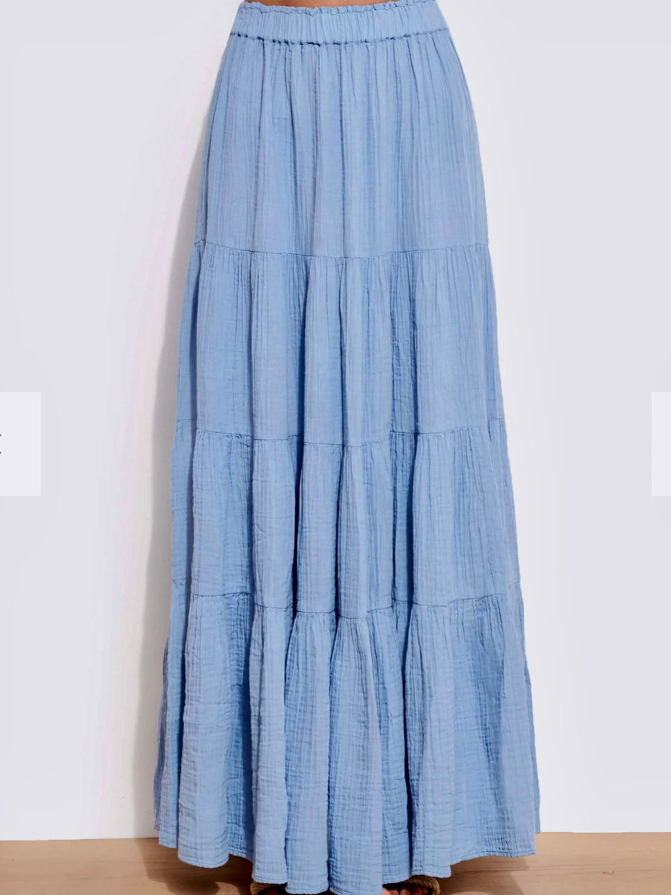 Sundry Tiered Maxi Skirt in Serenity