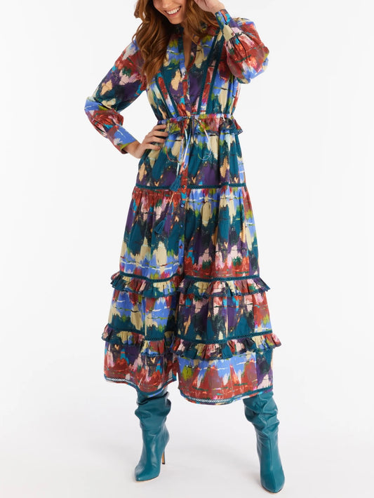Allison Antoinette Maxi Dress in Multi Zigzag